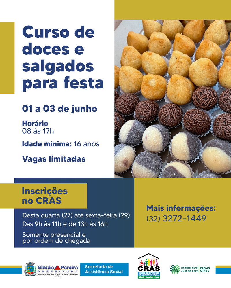 Curso de doces e salgados para festa: Prefeitura garante oportunidade de aprendizado e geração de renda